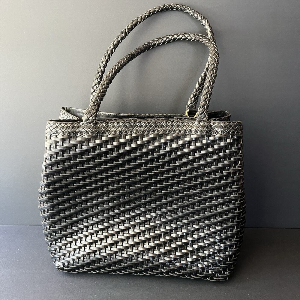 Vintage CEM Woven Woven Shoulder Bag Black